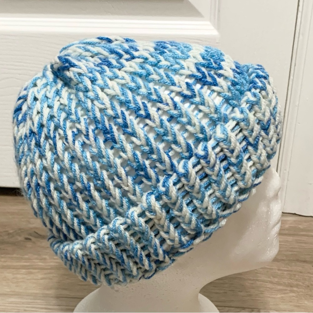 Hand Knit Beanie Hat Homemade Adult OSFM